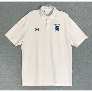 Under Armour Sebring Golf Polo Shirt Mens Medium‎ White Loose Fit HeatGear